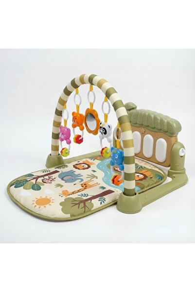 PAPAYA Oyun Halısı Aynalı Çıngıraklı Işıklı Müzikli Yeşil Orman Hayvanları Ço...