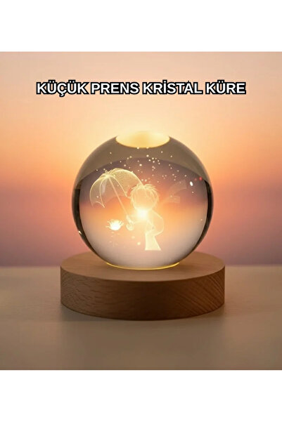 Fırsatkolik 3D Little Prince Crystal Ball USB Night Light Warm Light with Sol...