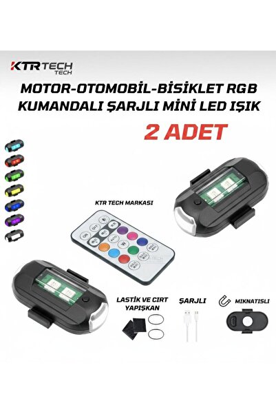 KTR TECH 2 Adet Drone Kumandalı Bisiklet Araç Çakarlı Lamba su Geçirmez