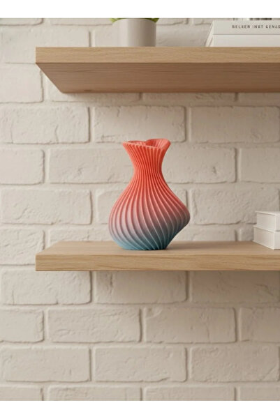 Fırsatkolik 3D Wave Patterned Heart Shaped Decorative Vase Pink 15 cm