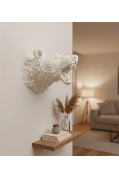 Fırsatkolik Special Design White Bear Wall Accessory 3D Decorative Sculpture ...