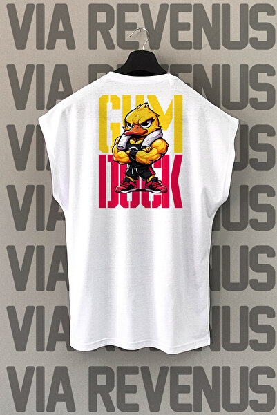 Vordevia Gym Duck Back Printed Zero Sleeve 100% Cotton Sports Tshirt