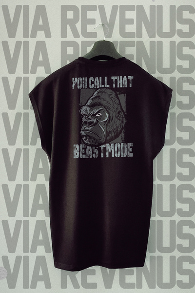 Vordevia Tricou sport Beast Mode Gym Gorilla, imprimat pe spate, fără mâneci,...