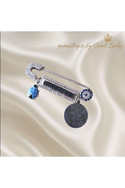 lpsankara Uğur Böceği, Nazar Boncuğu, ve Dua Yazılı Gümüş Bebek İğnesi