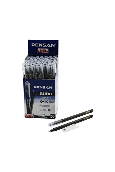 Fırsatkolik 50 Pcs Pensan Office Black Ballpoint Pen M-Medium - 1.0mm Nib (5067)