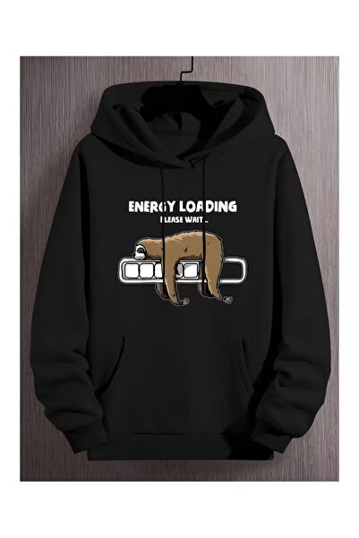 Zonsra Unisex Engery Loading Printed Hooded Sweatshirt