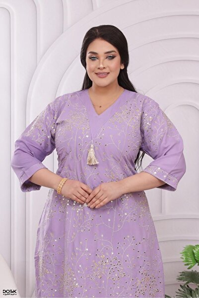 M&O 2 جلابية كتان تطريز ترتر موديلات شهر رمضان المبارك