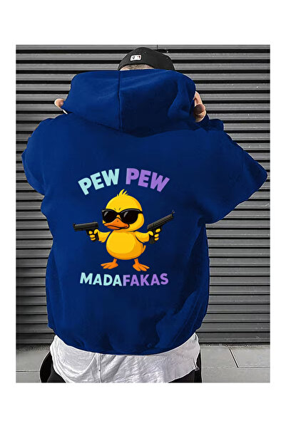 Zonsra Unisex Pew Pew Printed Hooded Sweatshirt