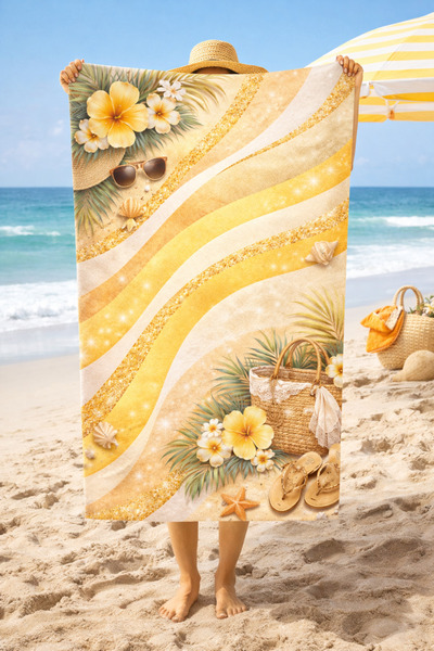 Piloji Digital Printed Cotton Soft Pool Towel - 75X150 cm - Special Patterned...