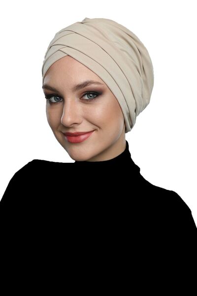 elysianfidan Μπεζ έτοιμο τουρμπάν με τρεις λωρίδες, μπορεί να χρησιμοποιηθεί ...