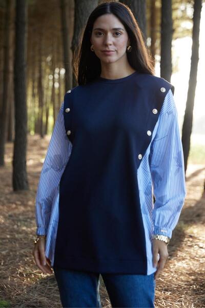 Moodbasic GÖMLEK DETAYLI DÜĞMELİ SWEAT