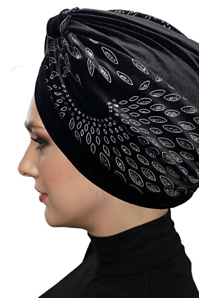 elysianfidan Special Design Black Silver Almond Patterned Velvet Textured Lin...