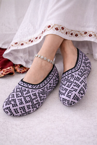 ANUK GRUP Türkmen Gelin Patiği | Otantik Desenli Kadın Yün Patik | Kışlık Ev ...