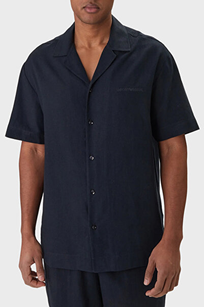 Emporio Armani Linen Blend Regular Fit Short Sleeve Shirt Men's Shirt Em00059...