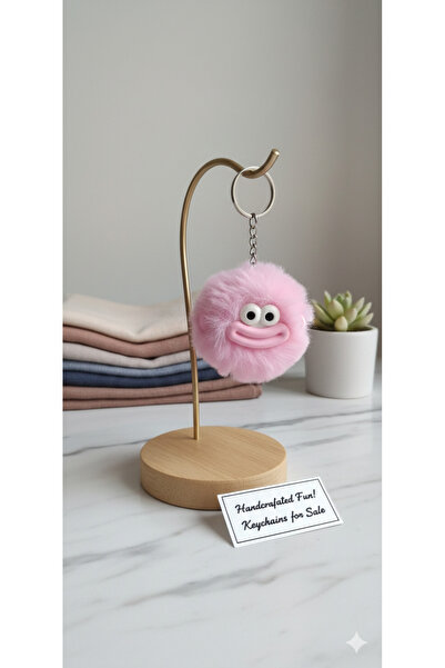 Şirin Sevimli Gülen maymun Yüzlü Peluş Pompom Anahtarlık - Renkli Çanta Akses...