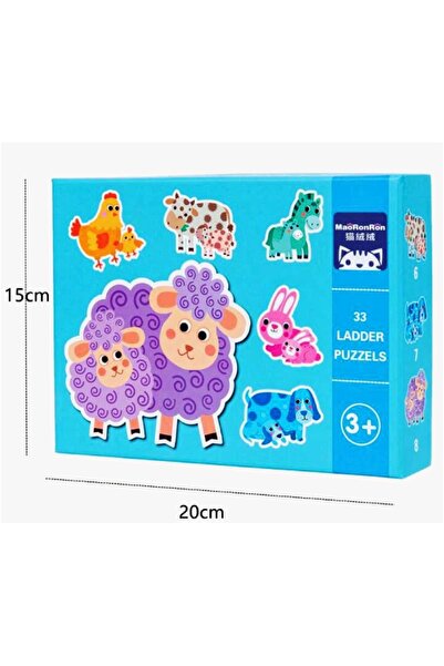Puzzle Set of 6 domestic animal puzzles made of thick cardboard, large pieces