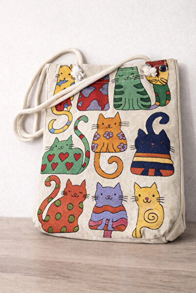 Myros Kanvas çapraz çanta desenli günlük omuz çantası