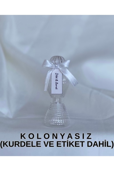 Pearl Star (40 ADET) Beyaz Kurdeleli Mika Plastik Pırlanta Boş Kolonya Şişesi...