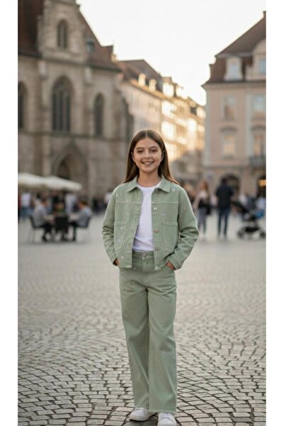 zavera for kids Set 3 piese pentru fete: Jachetă din denim cu aplicații de pi...