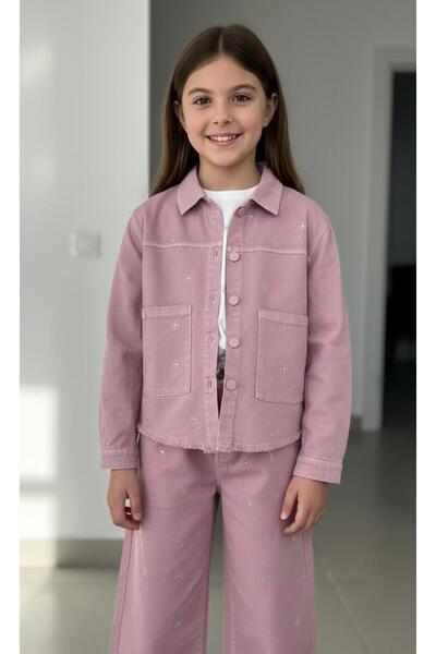 zavera for kids طقم بنطلون جينز مطرز بالحجارة للفتيات مع سترة وبنطلون وقميص، ...