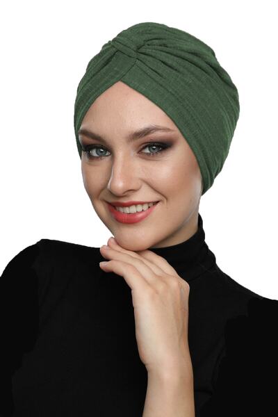 elysianfidan Cotton Band-Lined Green Ready-Made Turban Hijab Pool Cap Suitabl...
