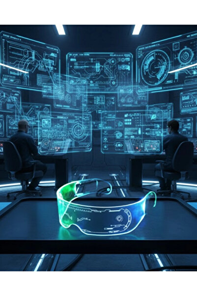 renklime BFS LED Işıklı Rave Gözlüğü 7 Renk 5 Işık Modu Futuristik Tasarım