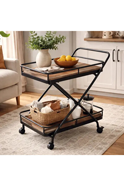 Palma homez Multi-Use Table Wood and Metal - Brown - 70 x 40 x 80 cm