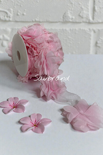 SavBrand Lazer Kesim Çiçekli Tül Şerit – El İşi & Süsleme Aksesuarı 1 Metre