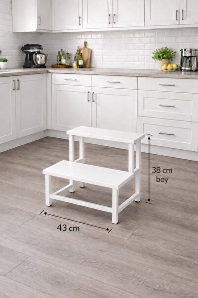 kalben Metal Ayak Üst Basamak Ahşap Tabure