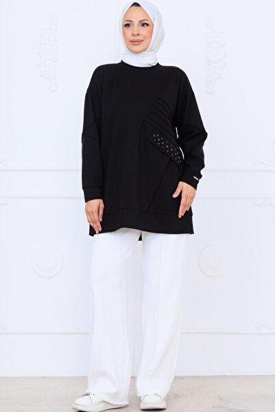 Moodbasic NERVÜR DETAYLI CEBİ TAŞLI TUNİK