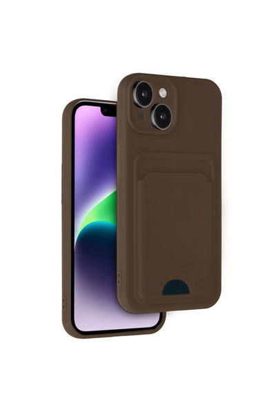 eco port iPhone 14 Case Kelvin Silicone with Business Card - Brown