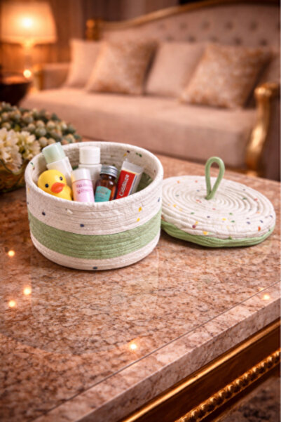 Generic Cute Handwoven Cotton Storage Basket with Lid