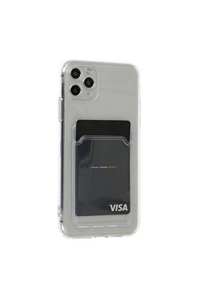 eco port Iphone 11 pro max case card transparent silicone - transparent