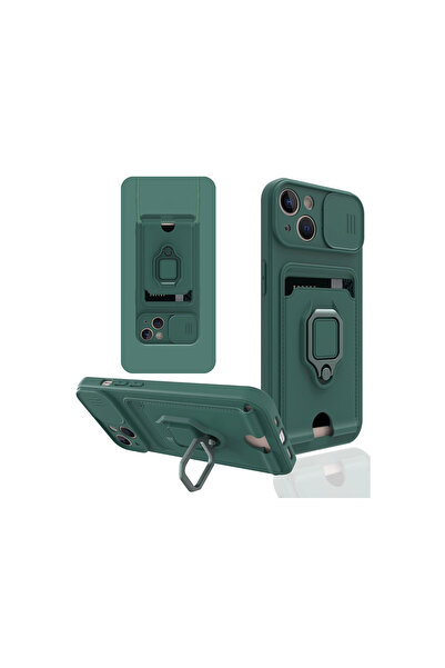 eco port جراب آيفون 14 بلس زوما من السيليكون مع حلقة بطاقة العمل - أخضر