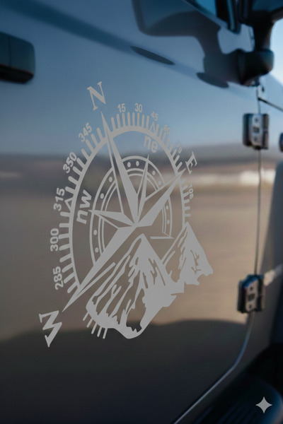 Yalıgraf Reklam Tabela ملصق فينيل مقاوم للماء بشعار Off-Road 4x4 Compass Moun...