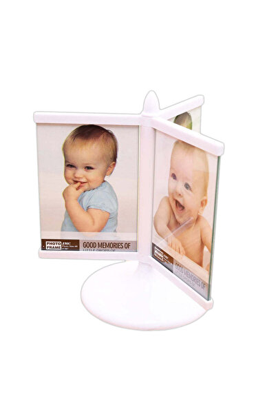 CrisPrint White double rotating carousel photo frame