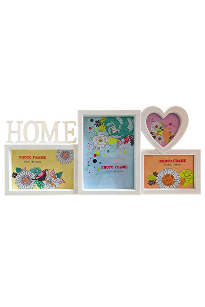 CrisPrint "Home" collage photo frame, white, for 4 photos of different sizes
