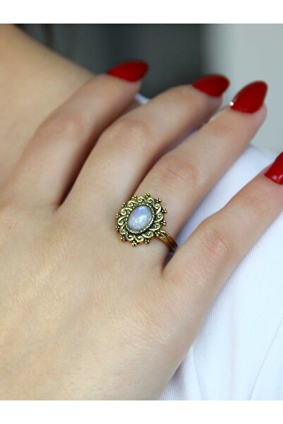 esha خاتم نسائي قابل للتعديل من الحجر الطبيعي والقمرية والزمرد euy91ay