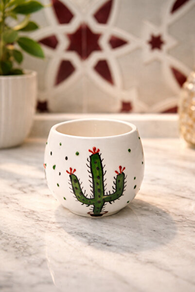 Kotium Ceramics KAKTÜS DESENLİ Özel Kabartmalı Tamamıyla El Yapımı ÇOK AMAÇLI...