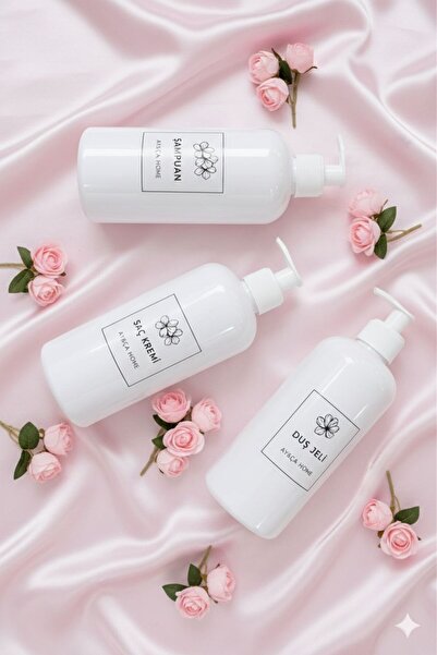 AY&ÇA HOME 3'lü Soft Beyaz Başlıklı Şampuan, Duş Jeli Ve Saç Kremi Etiketli 5...