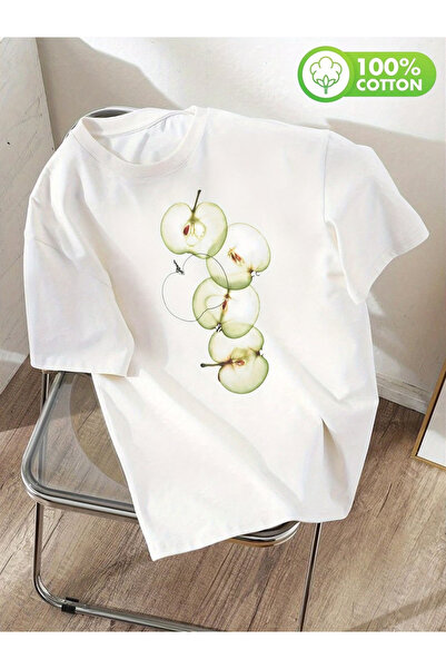 ALEYZA MODA Τυπωμένο Oversize Γυναικείο/Ανδρικό Unisex Λευκό T-shirt