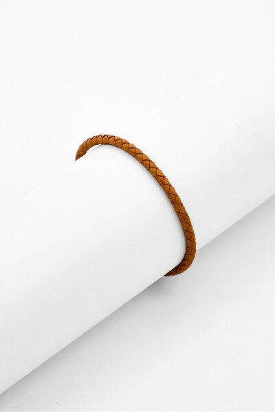 Calvin Klein Men Leather Braded Bracelet, Brown