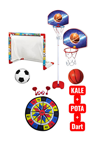 OyuncakZade Ayarlanabilir Ayaklı Basketbol Potası + Futbol Kale+ Yapışkan Dart