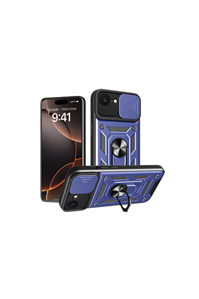 eco port iPhone 16E Case Pars Silicone with Lens Ring - Navy Blue