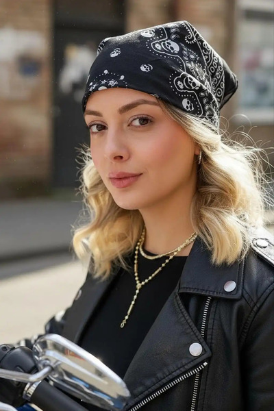 MDCOLLECTİON Siyah Kurukafa Figürlü Bandana Punch – Çok Yönlü Stil Aksesuarı ...