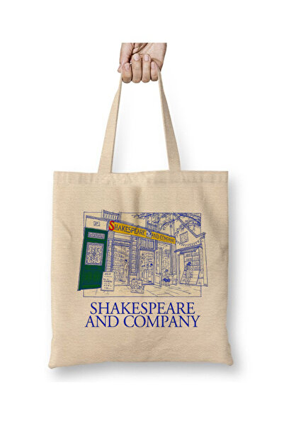 Toyaso Shakespeare and Company White Tote Bag Long Handle Shopping Bag Beach Bag