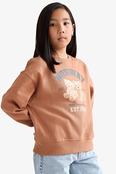 DeFacto Relax Fit Crew Neck Anime Φούτερ με στάμπα και απαλό ύφασμα για κορίτ...