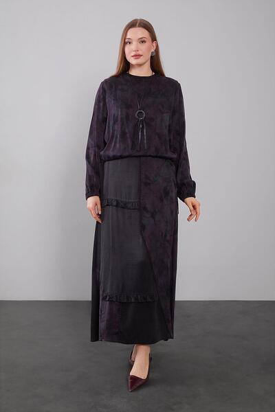 Levidor Plum Mini Ruffle Detailed Cupra Skirt Set