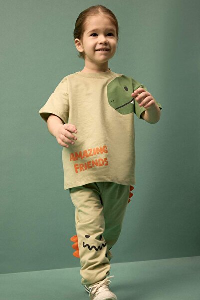 DeFacto Set de 2 hanorace cu imprimeu dinozaur pentru bebelusi baieti G8066A5...