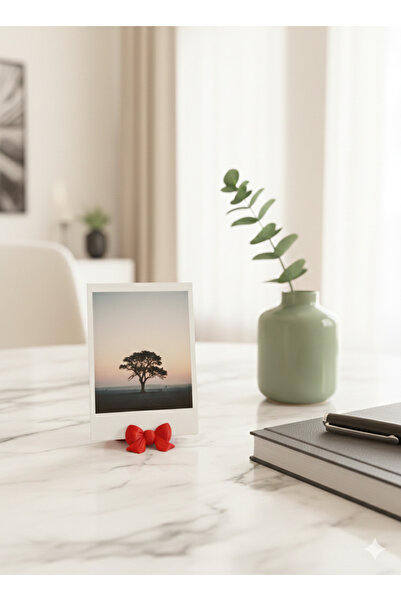 Dumledo Bordo Kurdele Polaroid Fotoğraf Çerçevesi, Not & Kartvizit Tutucu